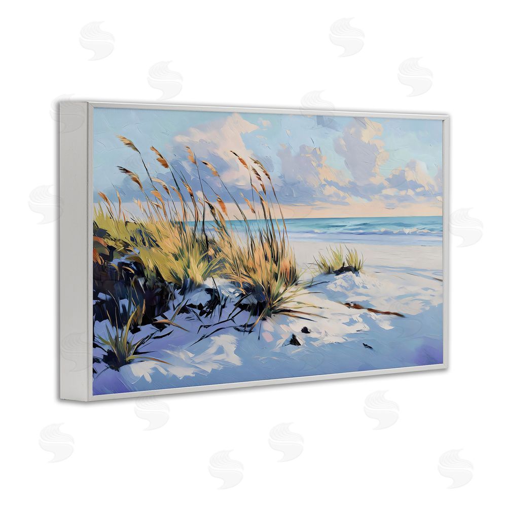 Gina Kelly Grassy Sand Dunes Beach White Framed Giclee Wall Art