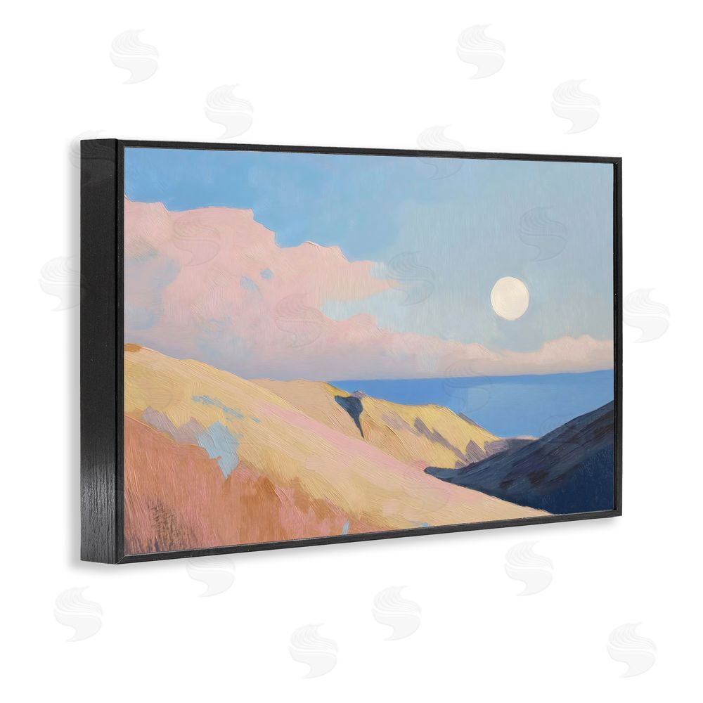 Gina Kelly Pink Hills At The Ocean Black Framed Giclee Wall Art