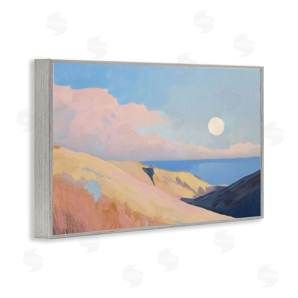 Gina Kelly Pink Hills At The Ocean Gray Framed Giclee Wall Art