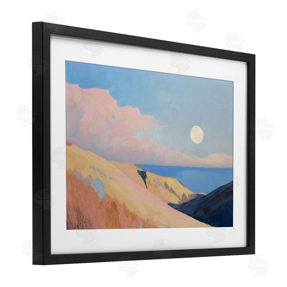 Gina Kelly Pink Hills At The Ocean Black Framed Print Under Glass Wall Art