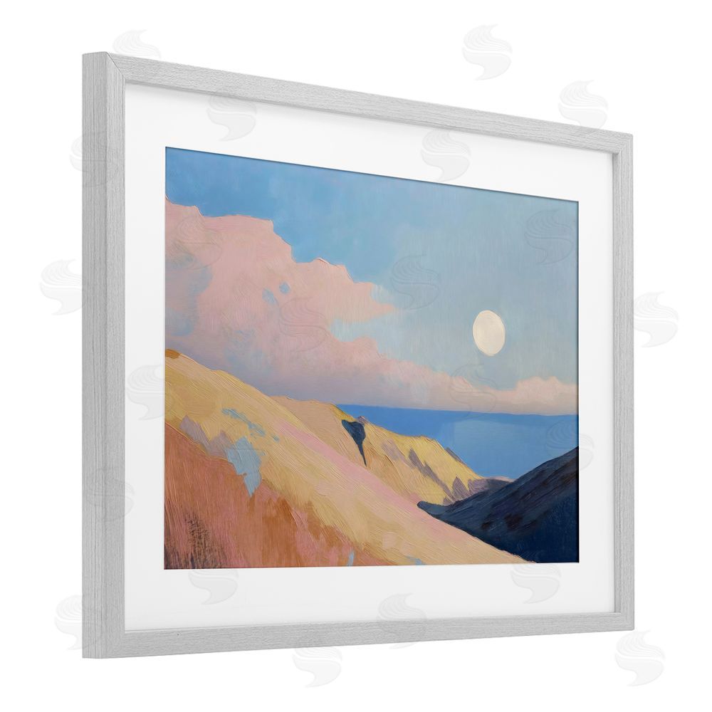 Gina Kelly Pink Hills At The Ocean Gray Framed Print Under Glass Wall Art
