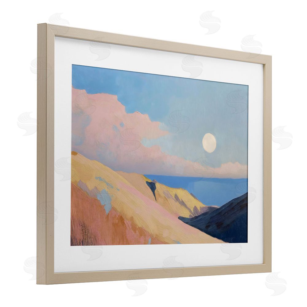 Gina Kelly Pink Hills At The Ocean Brown Framed Print Under Glass Wall Art