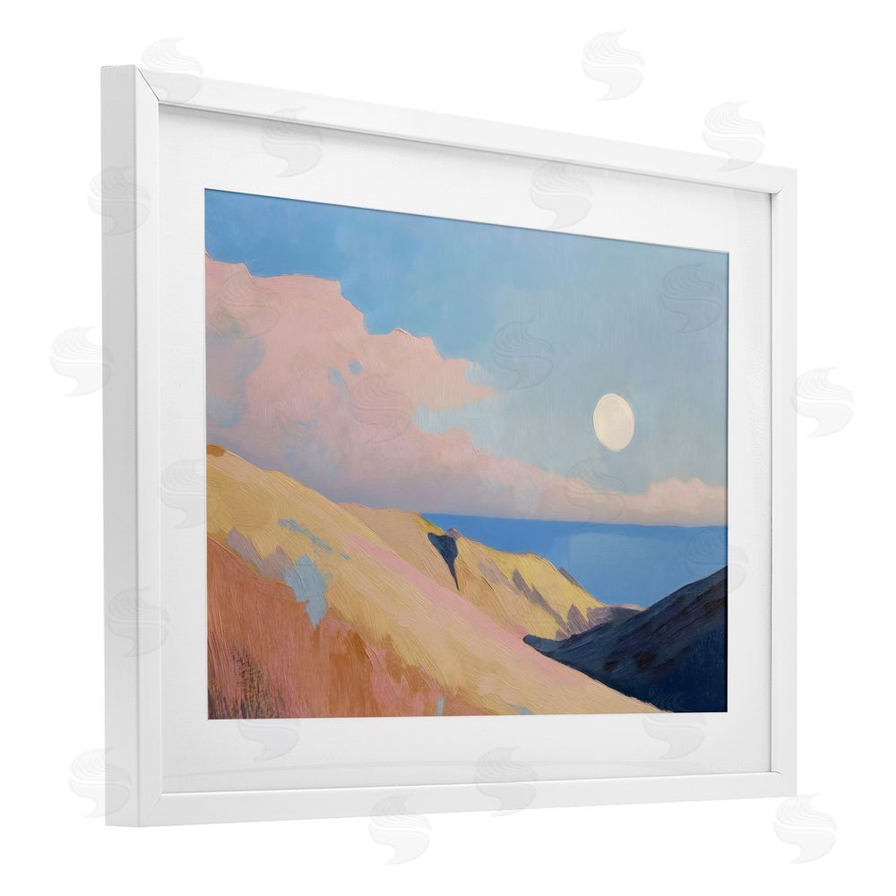 Gina Kelly Pink Hills At The Ocean White Framed Print Under Glass Wall Art