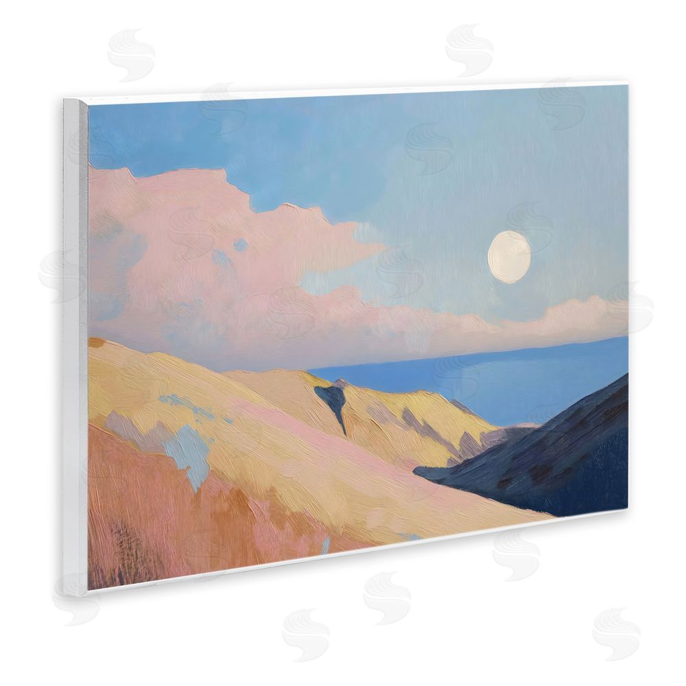 Gina Kelly Pink Hills At The Ocean Wall Plaque Home Decor Art Print
