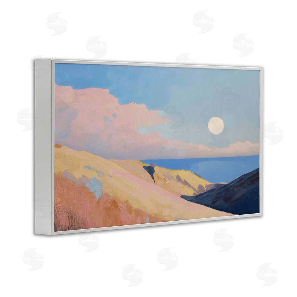 Gina Kelly Pink Hills At The Ocean White Framed Giclee Wall Art