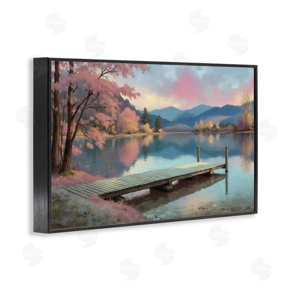 Creative Studio Pink Dock at Sunset Black Framed Giclee Wall Art