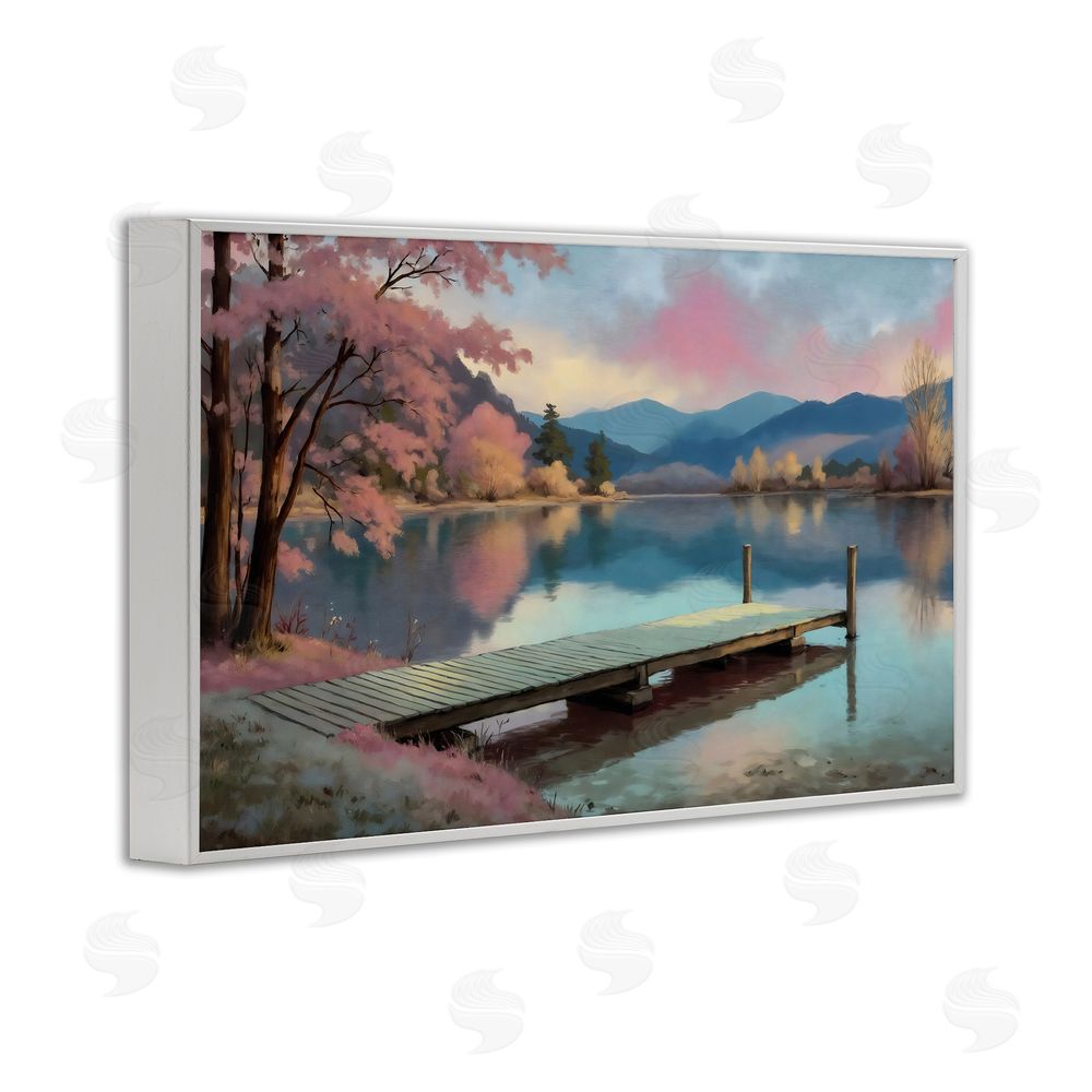 Creative Studio Pink Dock at Sunset White Framed Giclee Wall Art