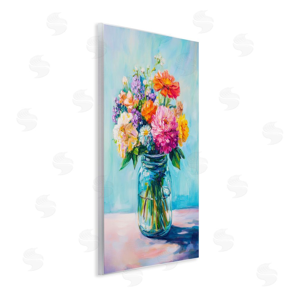 Petal Prints Design Vibrant Country Jar Bouquet Wall Plaque Printed Art