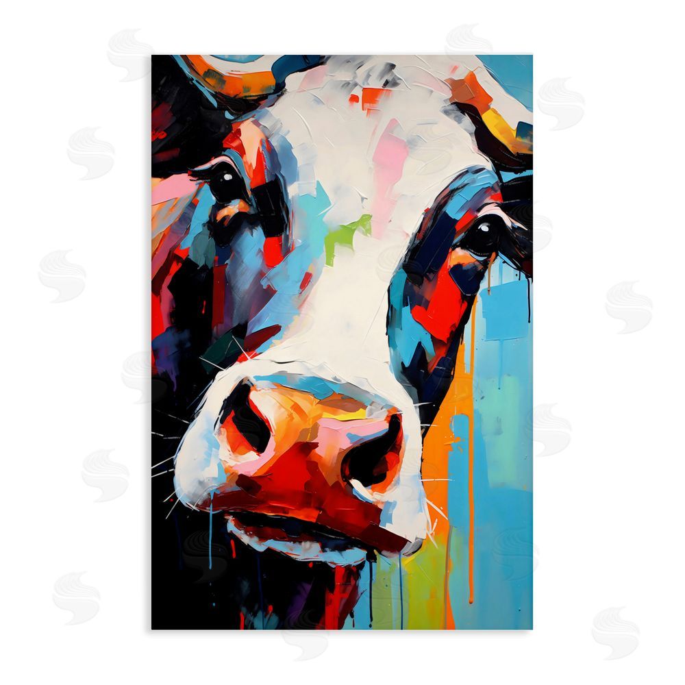 Creative Studio Cow Of Many Colors Stretched Canvas Wall Art