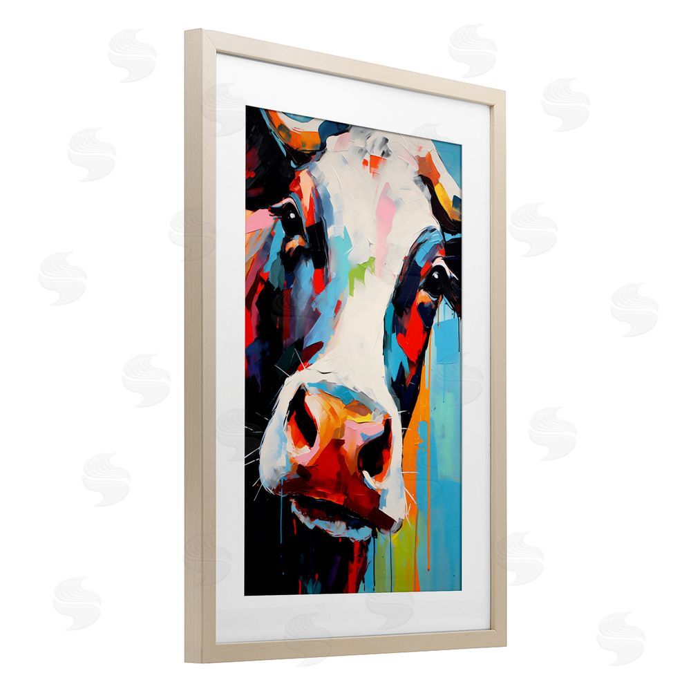 Creative Studio Cow Of Many Colors Brown Framed Print Under Glass Wall Art