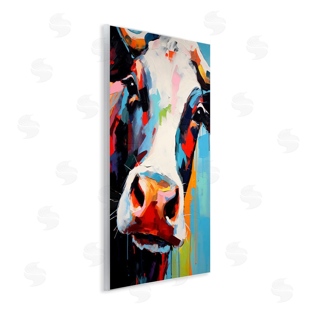 Creative Studio Cow Of Many Colors Wall Plaque with Fixed Lithograph Print