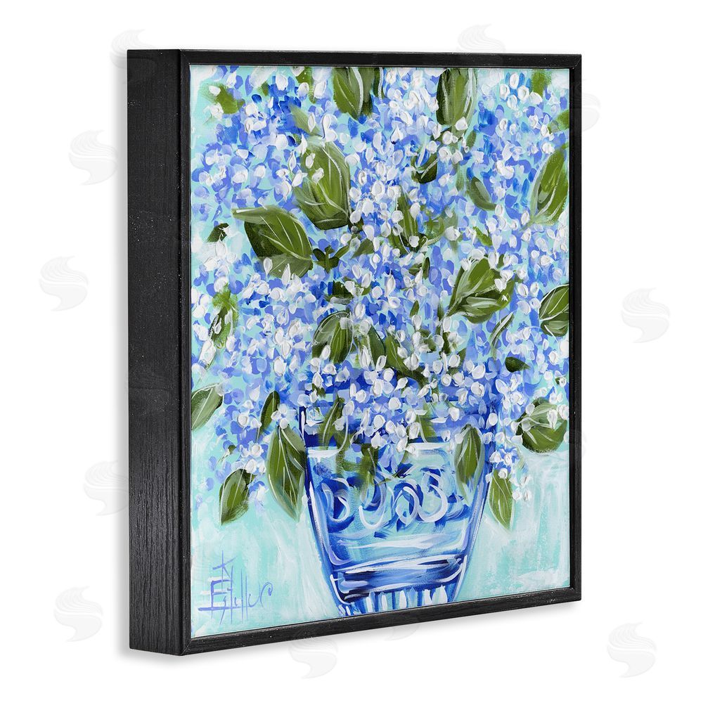 Estelle Grengs Cool Bouquets in Blue Vase Black Framed Giclee Wall Art Print