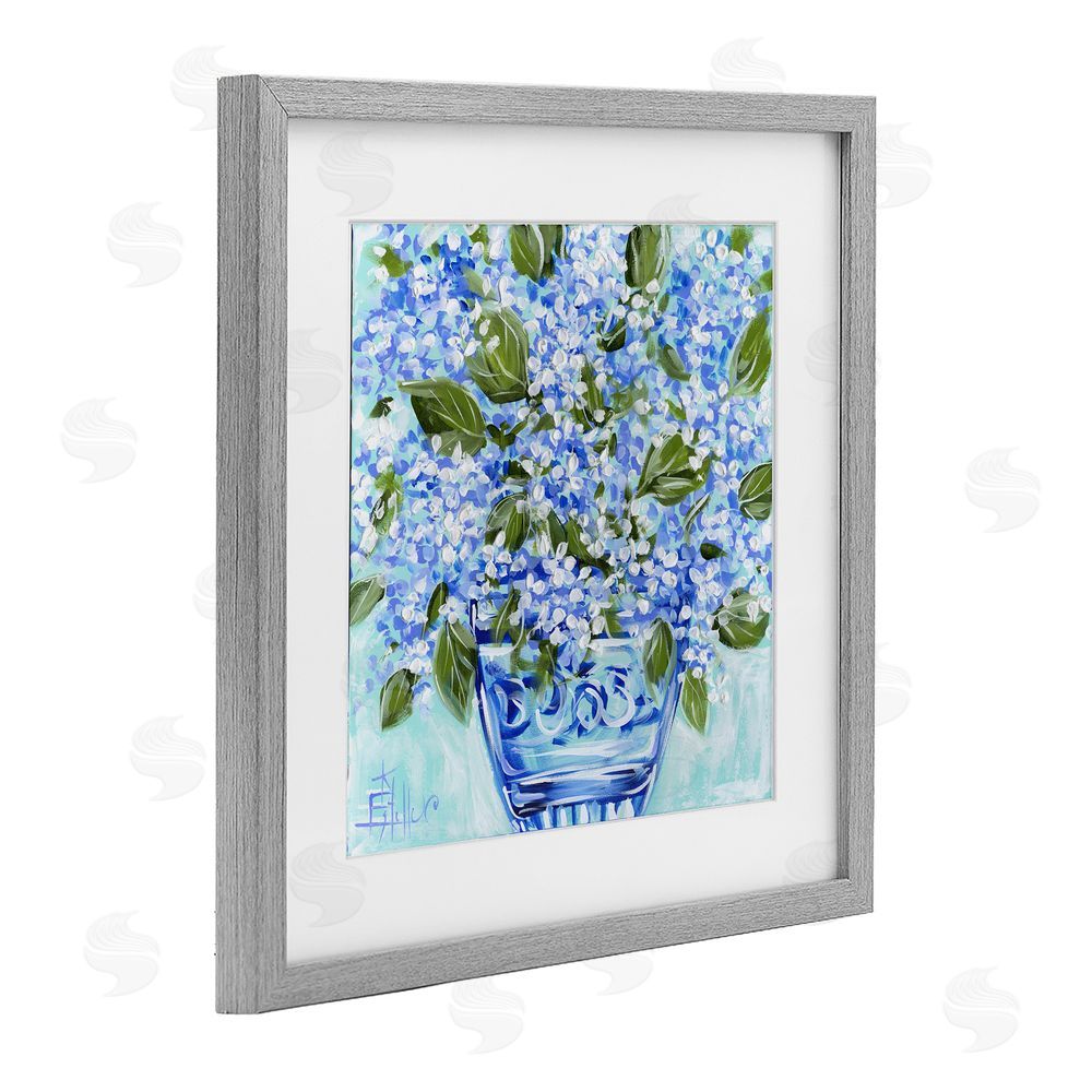 Estelle Grengs Cool Bouquets in Blue Vase Gray Framed Print Under Glass Wall Art