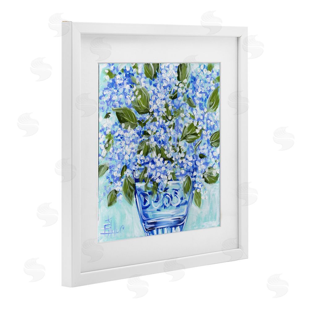 Estelle Grengs Cool Bouquets in Blue Vase White Framed Print Under Glass Wall Art