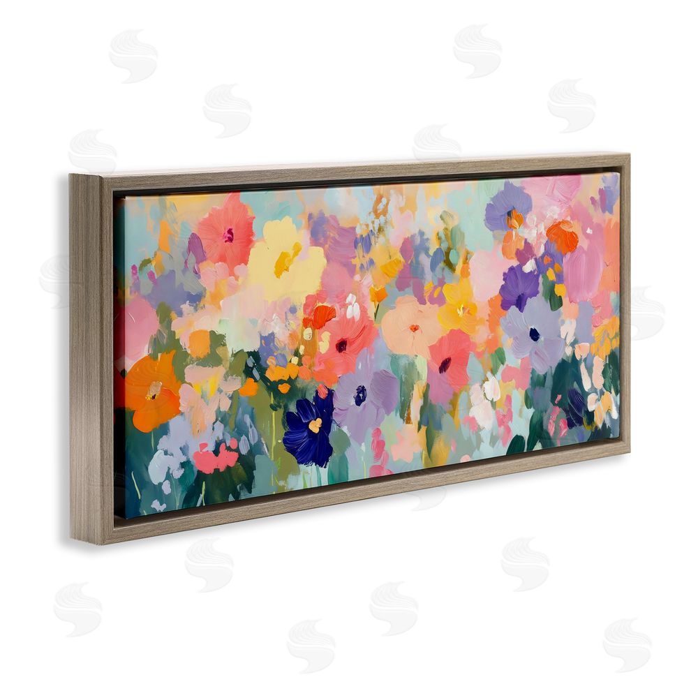 Creative Studio Colorful Garden Variations Brown Floating Frame Canvas Wall Art Print