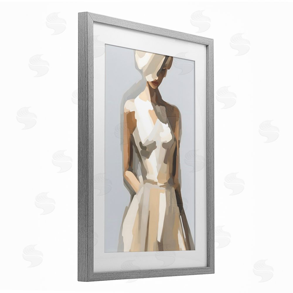 Creative Studio Sophistication of the Muse Gray Framed Print Under Glass with White Mat Wall Art