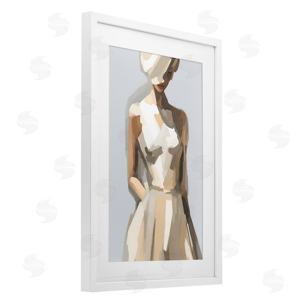Creative Studio Sophistication of the Muse White Framed Print Under Glass with White Mat Wall Art