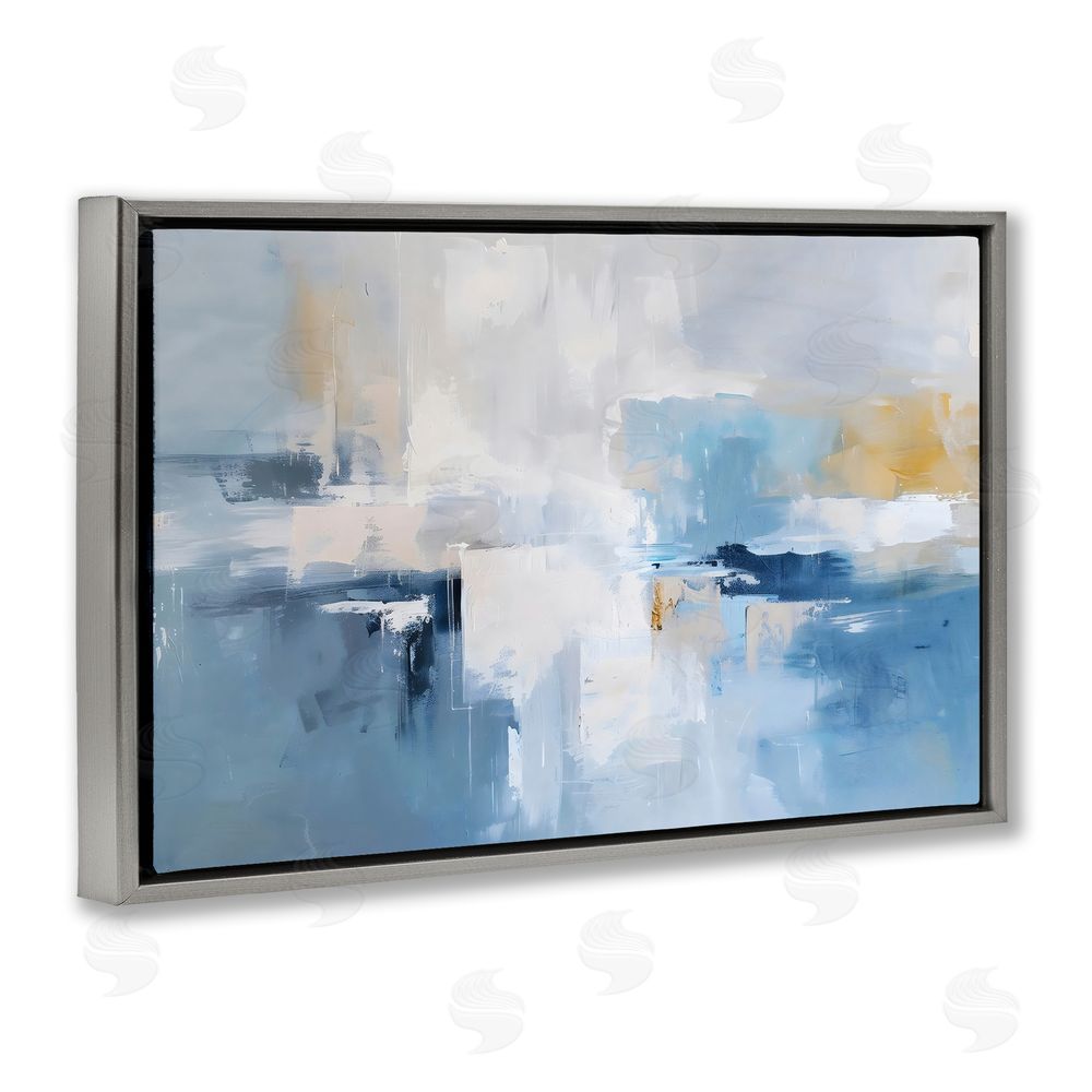 Creative Studio Blue Sea Mist Horizon Gray Floating Frame Stretched Canvas Wall Art Print