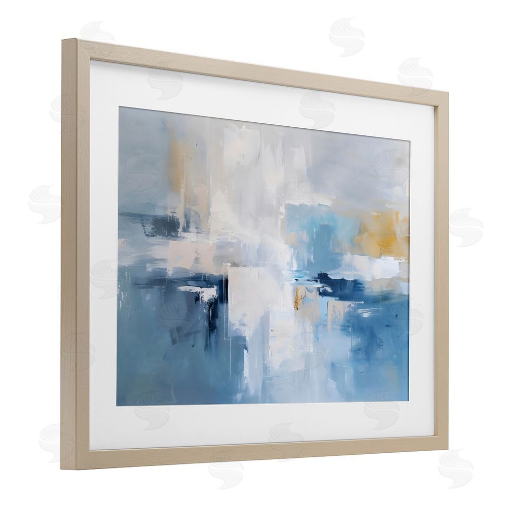 Creative Studio Blue Sea Mist Horizon Brown Framed Print Under Glass with Matting Wall Art