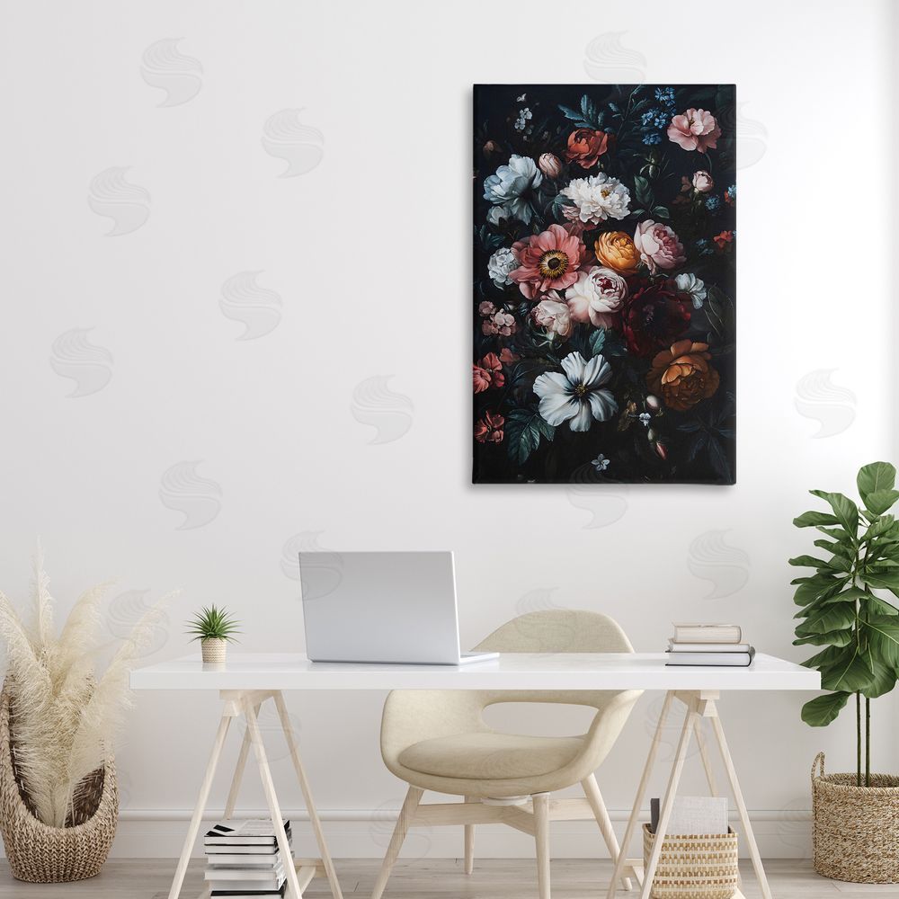Creative Studio Midnight Garden Velvet Florals Stretched Canvas Wall Art in Room