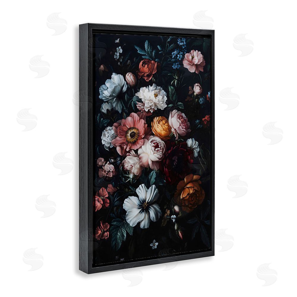 Creative Studio Midnight Garden Velvet Florals Black Floating Framed Canvas Wall Art