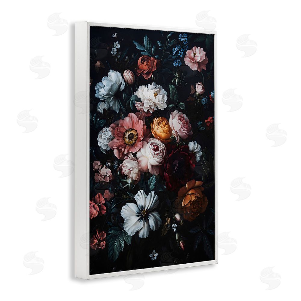 Creative Studio Midnight Garden Velvet Florals White Framed Giclee Wall Art