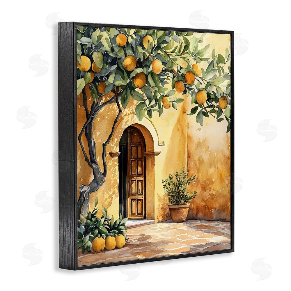 LSR Design Studio Mediterranean Courtyard Lemon Tree Black Framed Giclee Wall Art