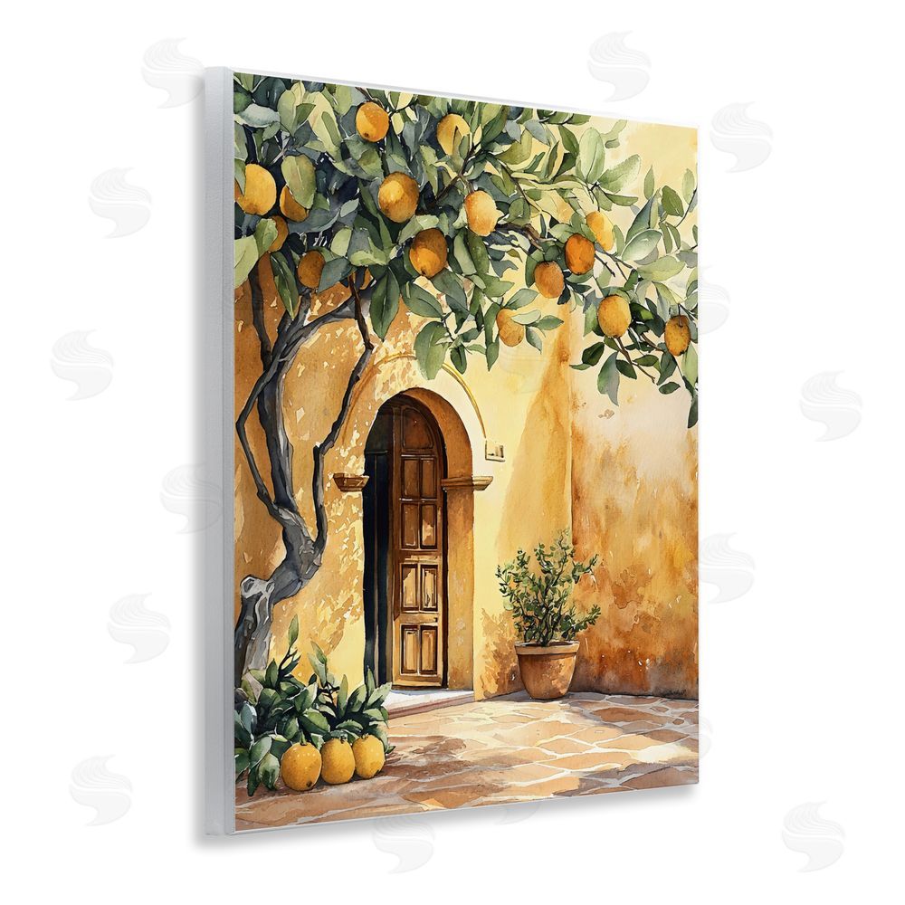 LSR Design Studio Mediterranean Courtyard Lemon Tree Wall Plaque Home Decor Art Print