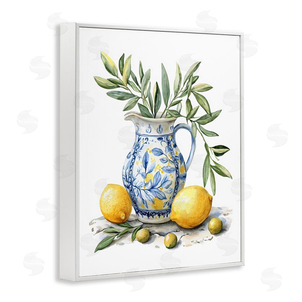 LSR Design Studio Lemon & Olive Branch Still Life White Framed Giclee Wall Art