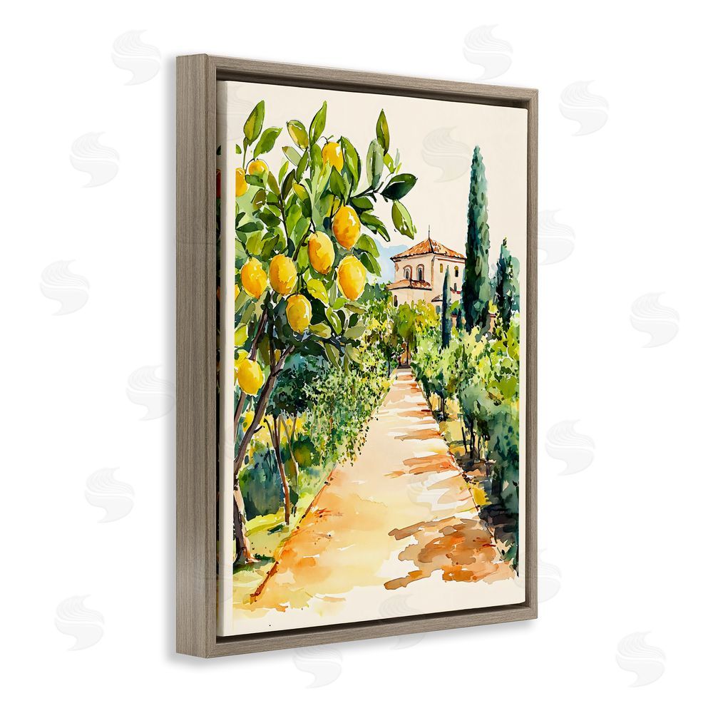 LSR Design Studio Lemon Grove Pathway Brown Floating Framed Canvas Wall Art