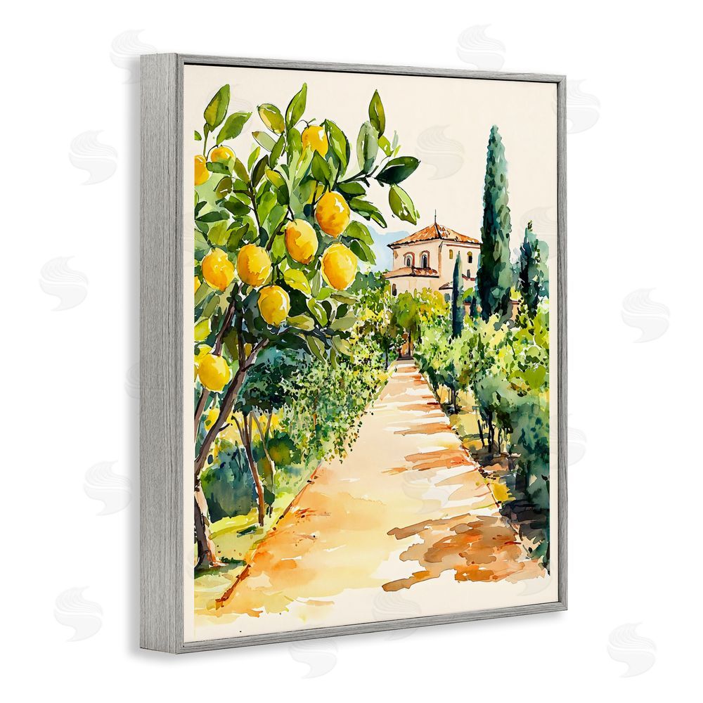 LSR Design Studio Lemon Grove Pathway Gray Framed Giclee Wall Art