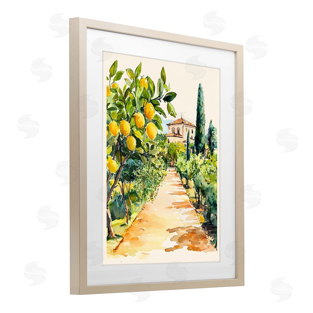 LSR Design Studio Lemon Grove Pathway Brown Framed Print Under Glass Wall Art