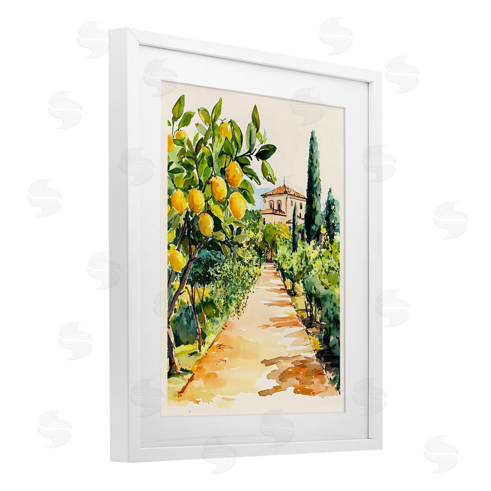 LSR Design Studio Lemon Grove Pathway White Framed Print Under Glass Wall Art