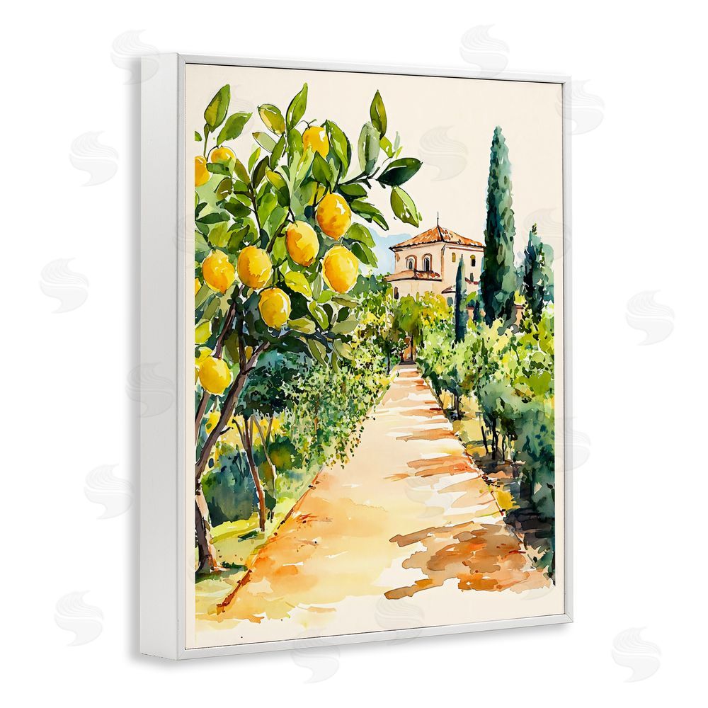 LSR Design Studio Lemon Grove Pathway White Framed Giclee Wall Art