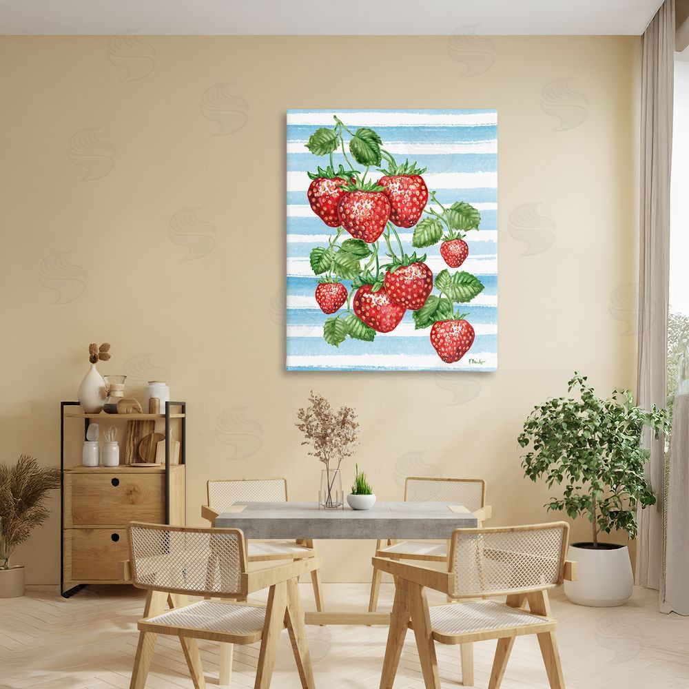 Paul Brent Juicy Strawberry Vine Stretched Canvas Wall Art in Room