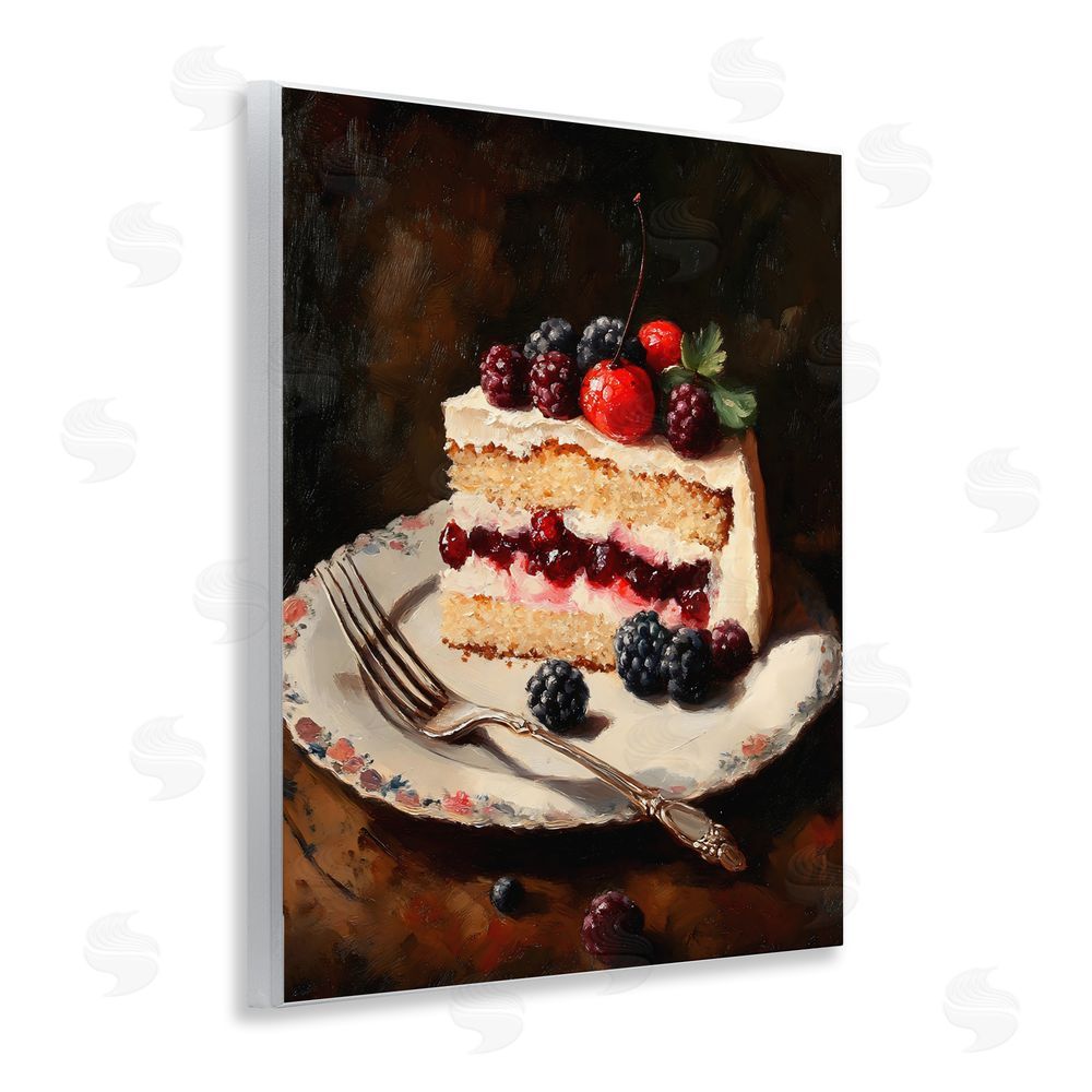 Franklyn Gregory Berry Topped Cake Slice Wall Plaque Art Print with White Foil Wrap