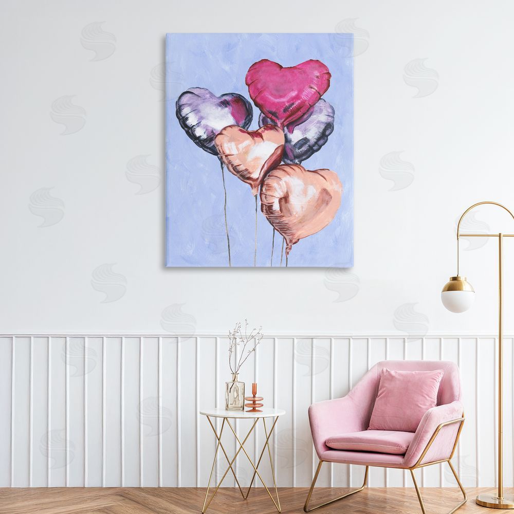 Michael Willett Vibrant Heart Balloons Stretched Canvas Wall Art Print in Room