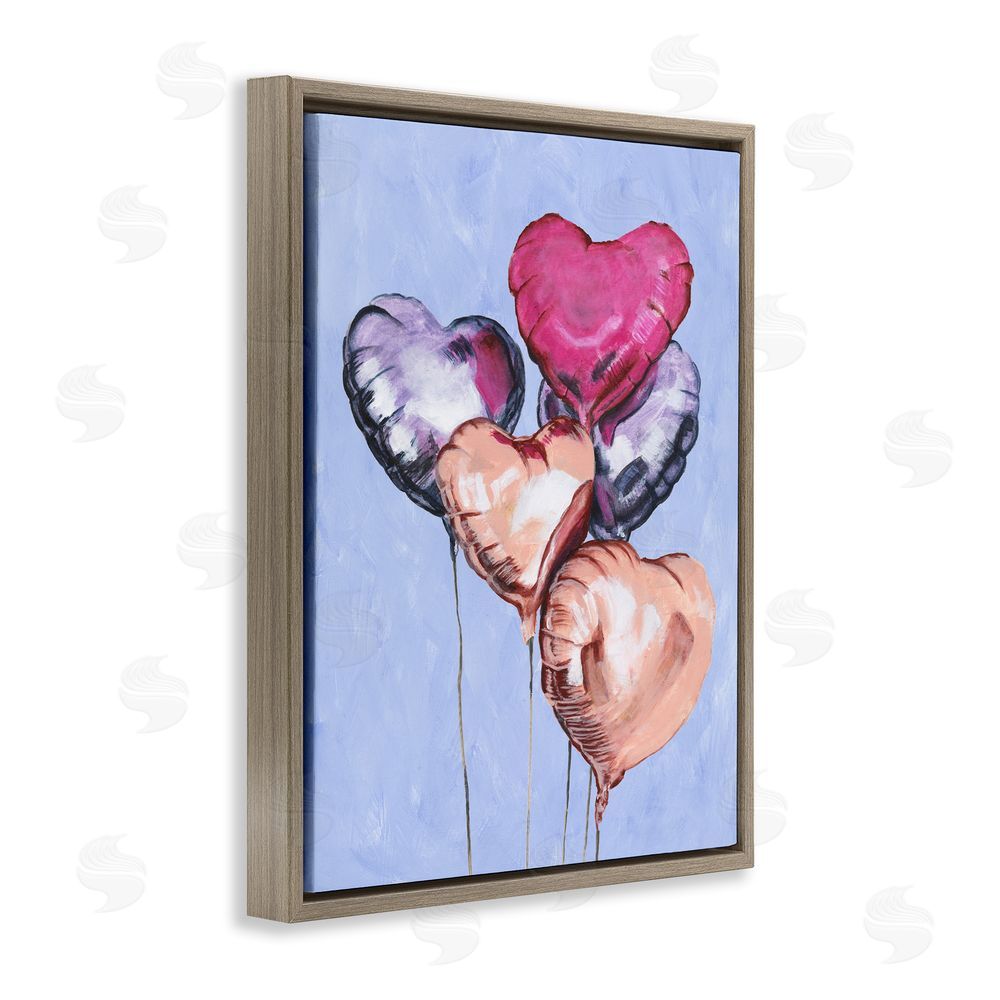 Michael Willett Vibrant Heart Balloons Brown Floating Frame Canvas Wall Art Print