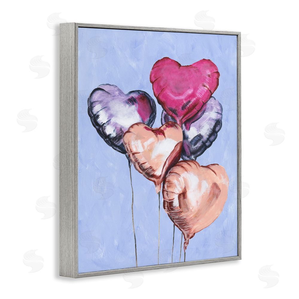 Michael Willett Vibrant Heart Balloons Gray Framed Giclee Wall Art Print