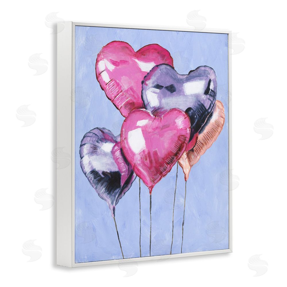 Michael Willett Heart Balloons Celebration White Framed Giclee Wall Art Print