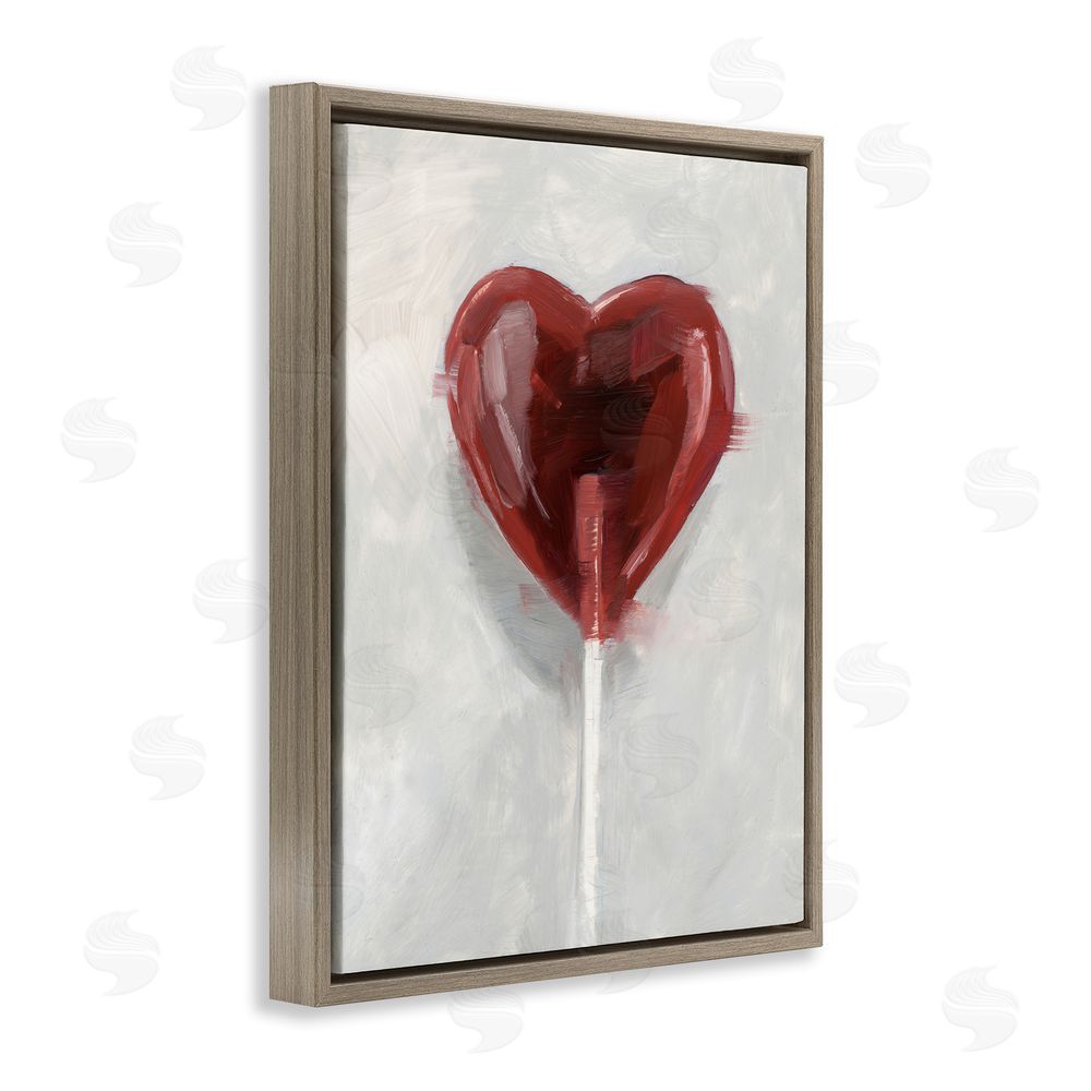 Ethan Harper Heart Shaped Lollipop Brown Floating Frame Canvas Wall Art