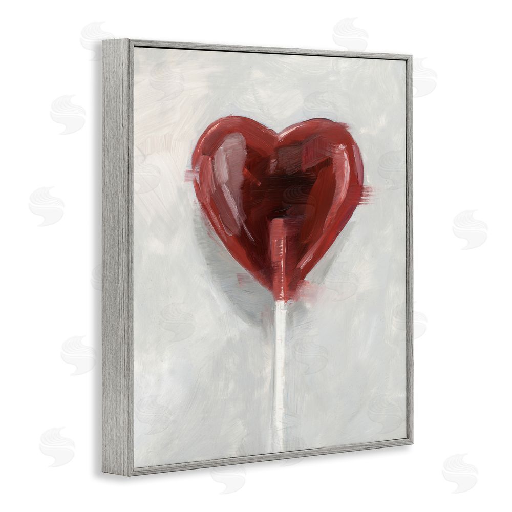 Ethan Harper Heart Shaped Lollipop Gray Framed Giclee Wall Art Print
