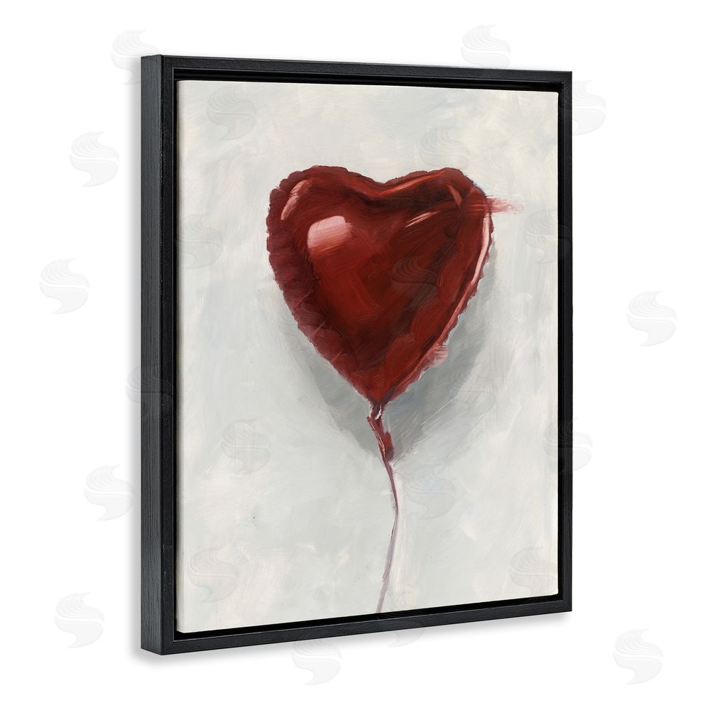 Ethan Harper Heart Shaped Balloon Black Floating Frame Canvas Wall Art