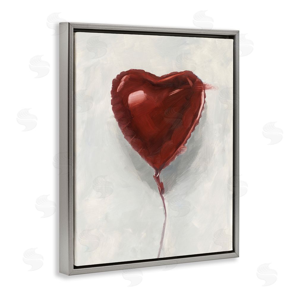 Ethan Harper Heart Shaped Balloon Gray Floating Frame Canvas Wall Art