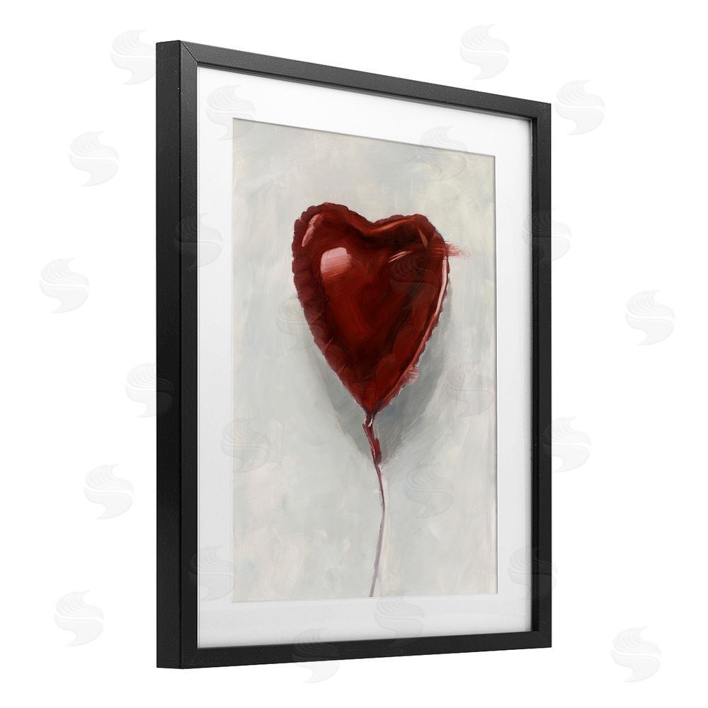 Ethan Harper Heart Shaped Balloon Black Framed Print Under Glass with Mat Wall Art