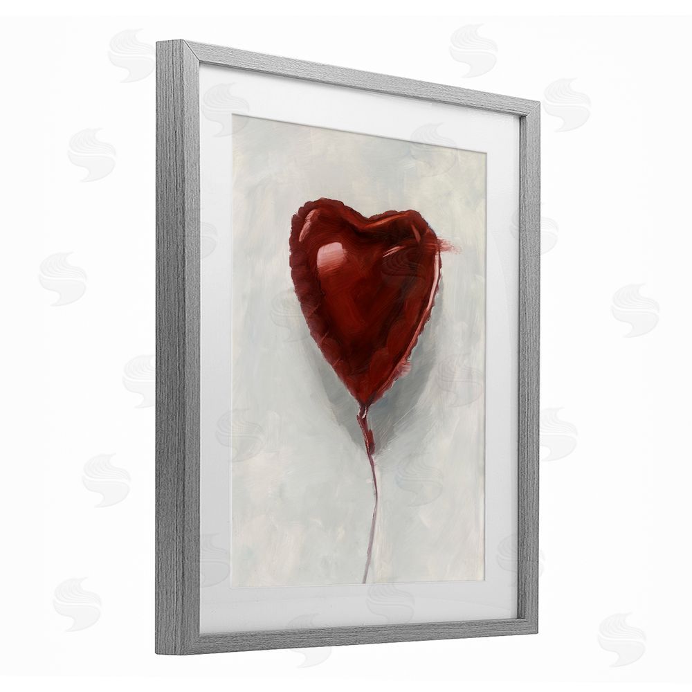 Ethan Harper Heart Shaped Balloon Gray Framed Print Under Glass with Mat Wall Art