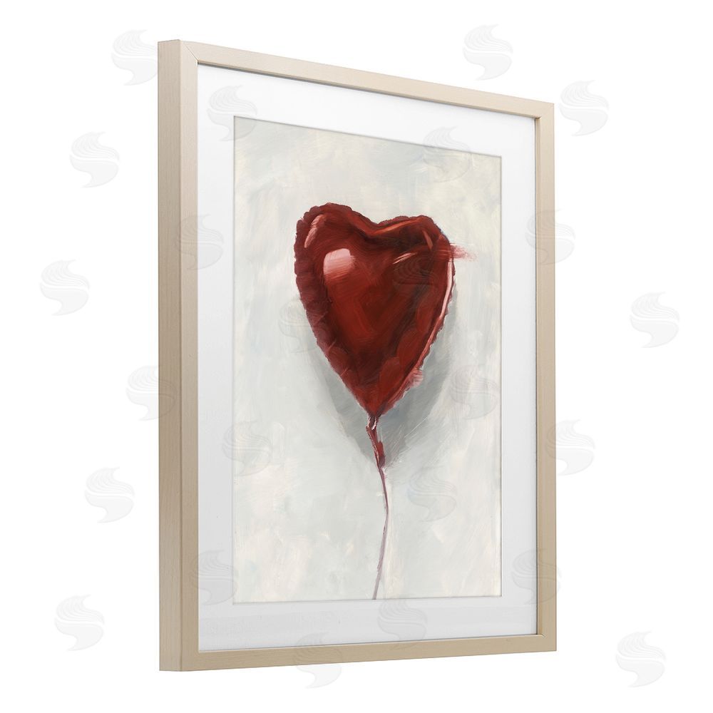 Ethan Harper Heart Shaped Balloon Brown Framed Print Under Glass with Mat Wall Art