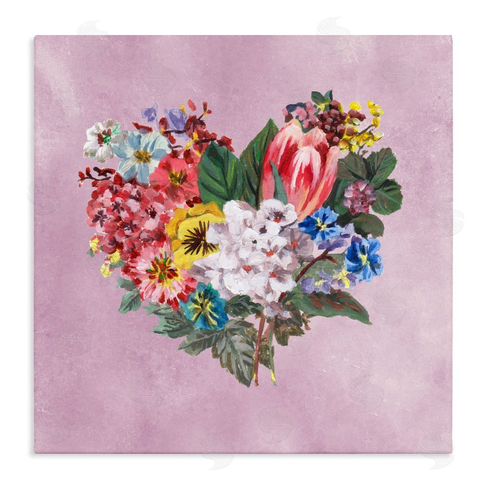 Melissa Wang Heart Shaped Garden Blooms Stretched Canvas Wall Art