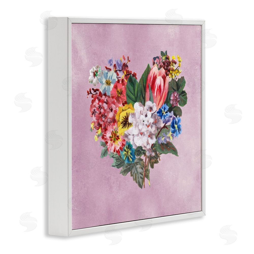 Melissa Wang Heart Shaped Garden Blooms White Framed Giclee Wall Art Print