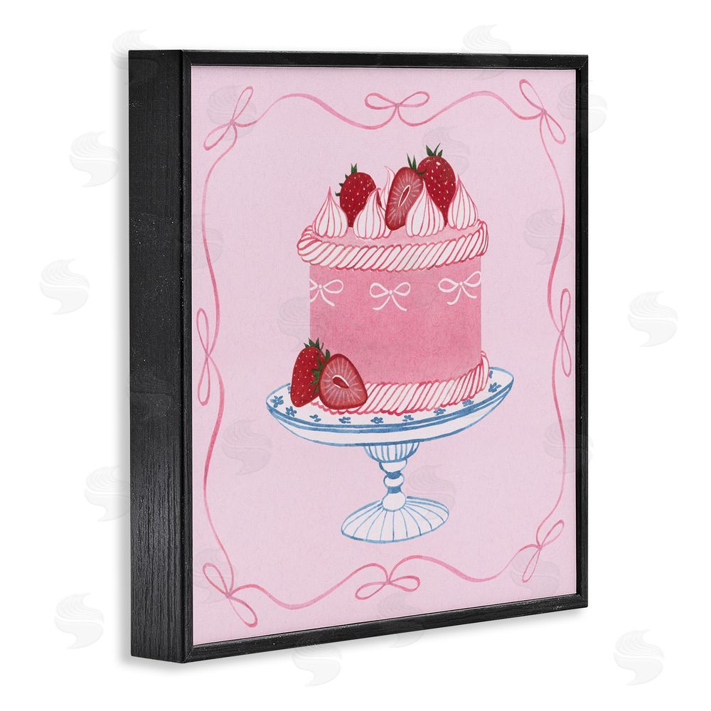 Grace Popp Pink Strawberry Cake Black Framed Giclee Wall Art Print